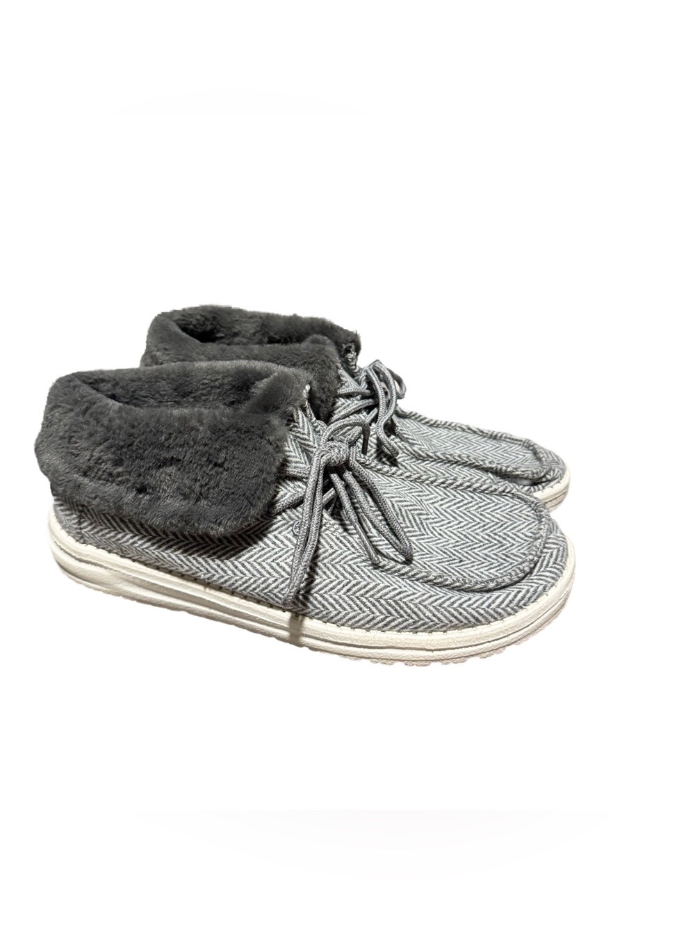 Hey Dude Britt Gray Faux Fur Lined Comfort Bootie Women's US Ankle Shoes Size 8 - Picture 2 of 6